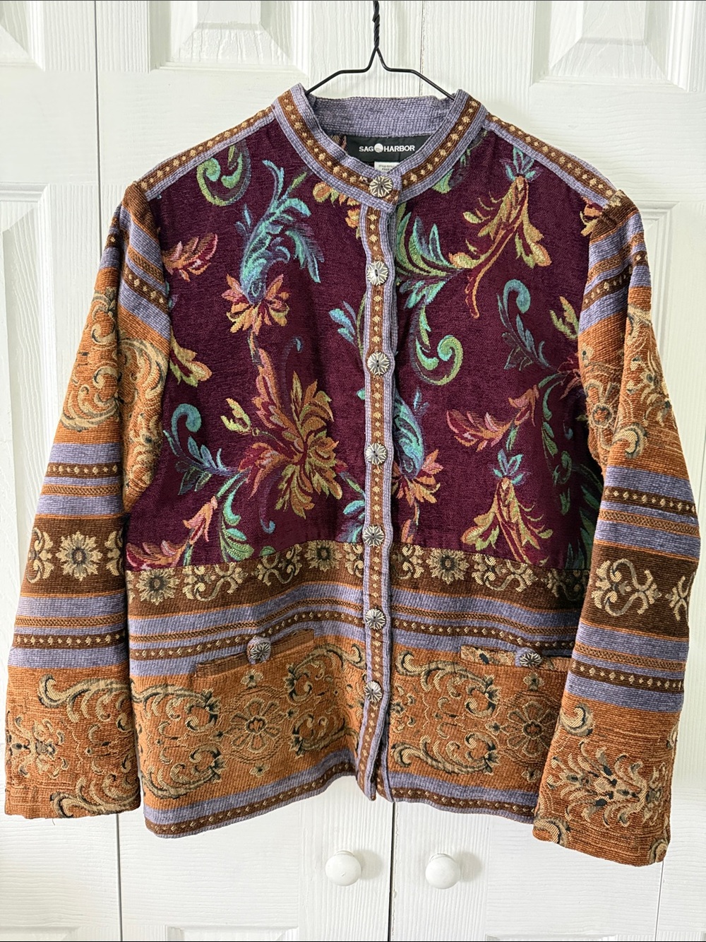 Vintage Sag Harbor Women's Tapestry Floral Jacket Sz 12